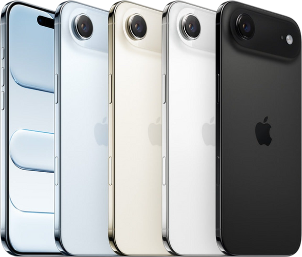 iPhone 17 Air lineup in all colors: space black, cloud white, light gold, and sky blue