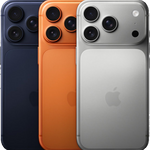 iPhone 17 Pro Max lineup in deep blue, cosmic orange, and refined silver