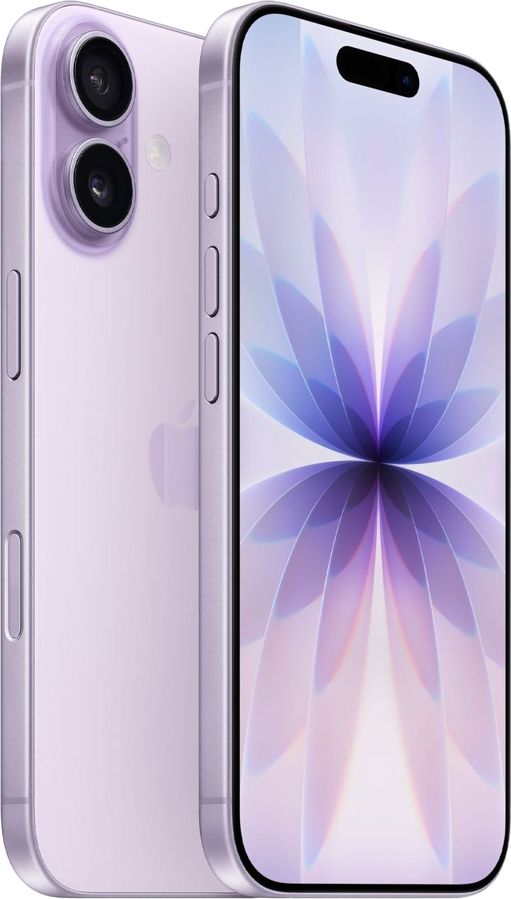 iPhone 17 in Lavender, front and back