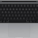 MacBook Pro 14-inch keyboard and trackpad seen from above, Space Grey